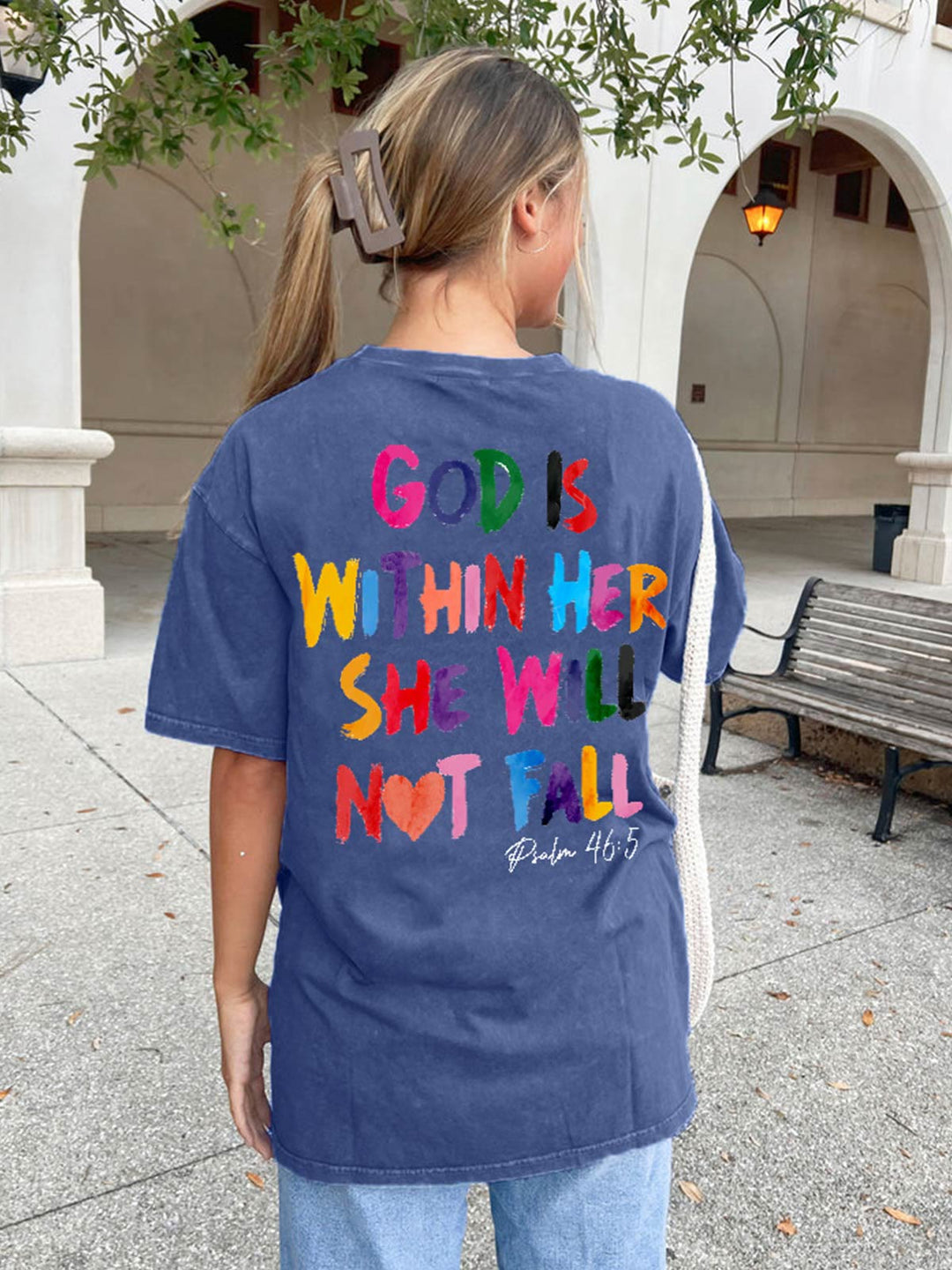 Christianartworkshop God Is Within Her She Will Not Fall Unisex Washed T-shirt - image 4