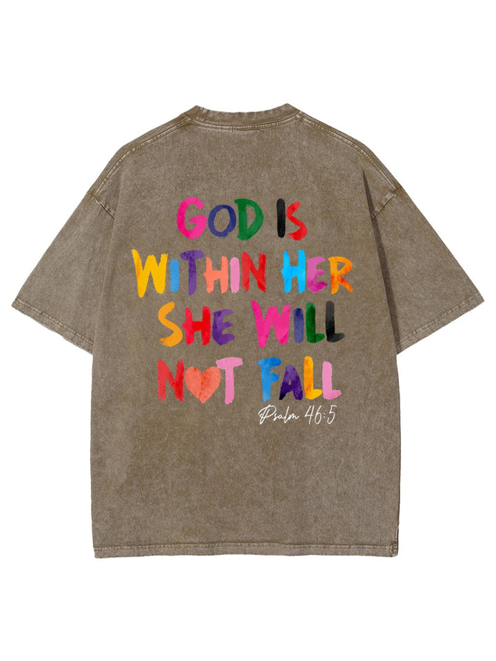 Christianartworkshop God Is Within Her She Will Not Fall Unisex Washed T-shirt - Khaki - 4XL - image 13
