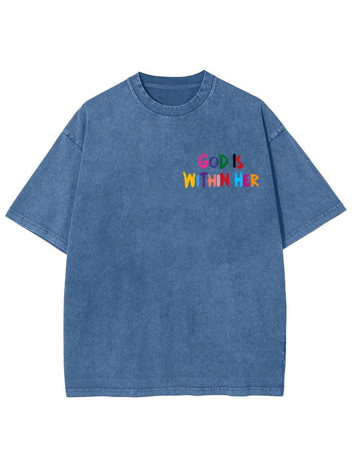 Christianartworkshop God Is Within Her She Will Not Fall Unisex Washed T-shirt - image 8
