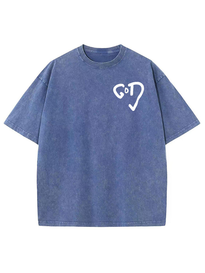 Christianartworkshop God Heart Unisex Washed T-shirt - image 7