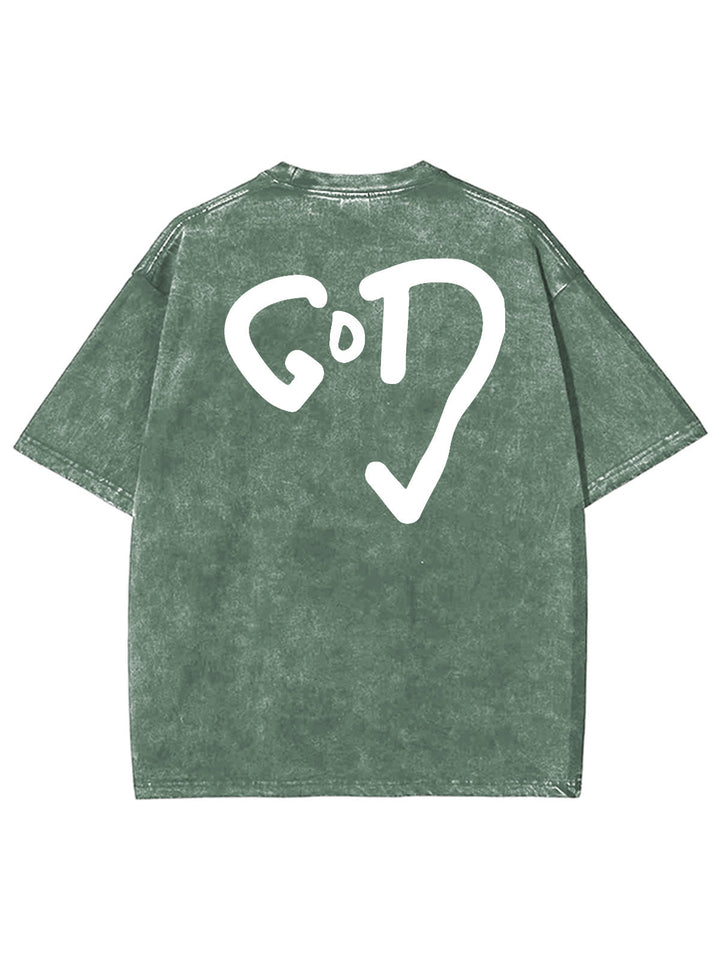 Christianartworkshop God Heart Unisex Washed T-shirt - Army Green - 4XL - image 12