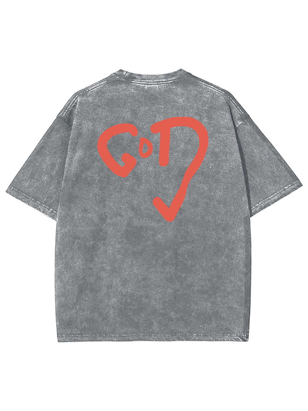 Christianartworkshop God Heart Unisex Washed T-shirt - Gray - 4XL - image 14