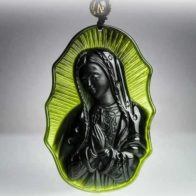Christianartworkshop Our Lady of Guadalupe Hetian Black Jade Necklace - An Emblem of Sacred Devotion - image 2
