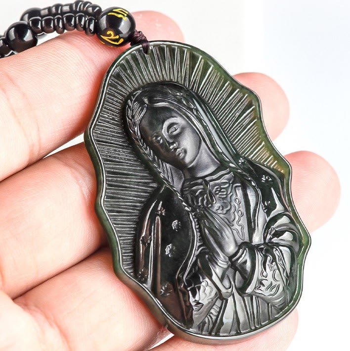 Christianartworkshop Our Lady of Guadalupe Hetian Black Jade Necklace - An Emblem of Sacred Devotion - image 3