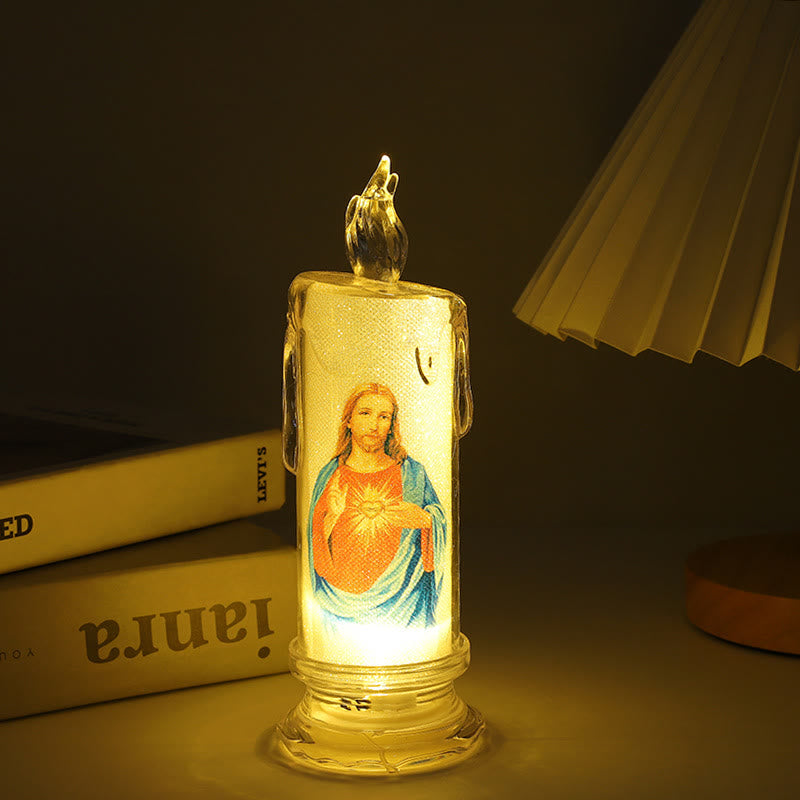 Christianartworkshop Classic Holy Family Decorative Candle -A Luminary of Faith and Devotion - Jesus Sacred Heart-1 - 2.17''*5.91'' - image 1
