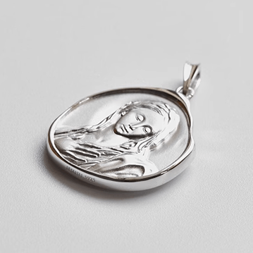 Christianartworkshop Antique Silver Enamel Praying Medallion - A Charm of Devotion and Elegance - image 1