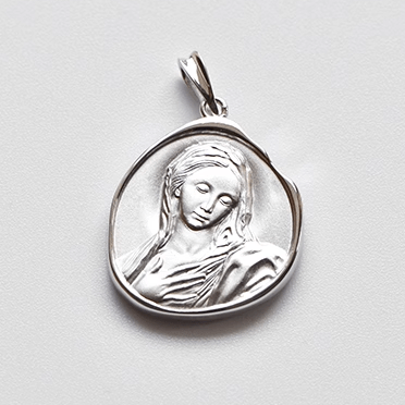 Christianartworkshop Antique Silver Enamel Praying Medallion - A Charm of Devotion and Elegance - Our Lady - image 0