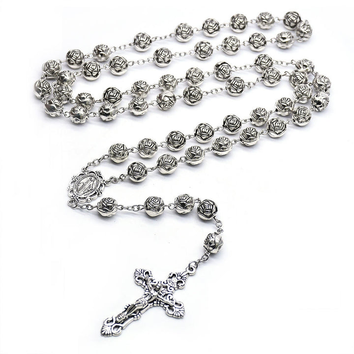 Christianartworkshop Miraculous Medal & Crucifix of 10mm Rose Prayer Beads Rosary - image 5