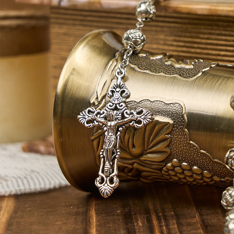 Christianartworkshop Miraculous Medal & Crucifix of 10mm Rose Prayer Beads Rosary - image 2