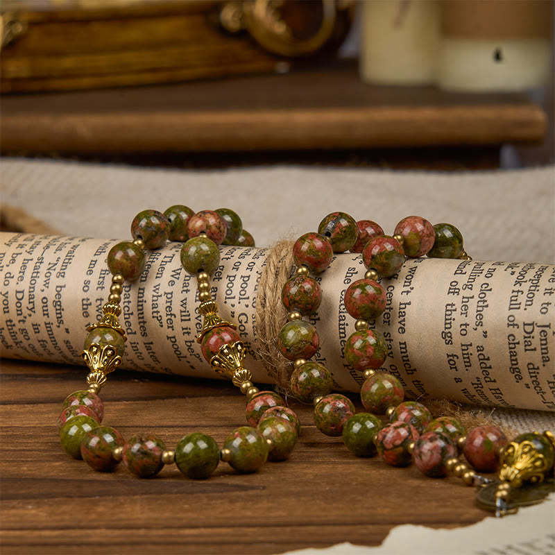 Christianartworkshop St. Benedict & Crucifix of 8mm Chrysocolla Stone Handmade Rosary - Exclusive Crafted for Holy Prayer