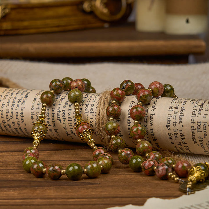 Christianartworkshop St. Benedict & Crucifix of 8mm Chrysocolla Stone Handmade Rosary - Exclusive Crafted for Holy Prayer