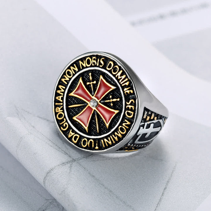 Christianartworkshop Knights Templar Inspired - Symbol of Faith Cross Ring（Silver&Golden） - Silver - UK Size Z+1（US 14） - image 0
