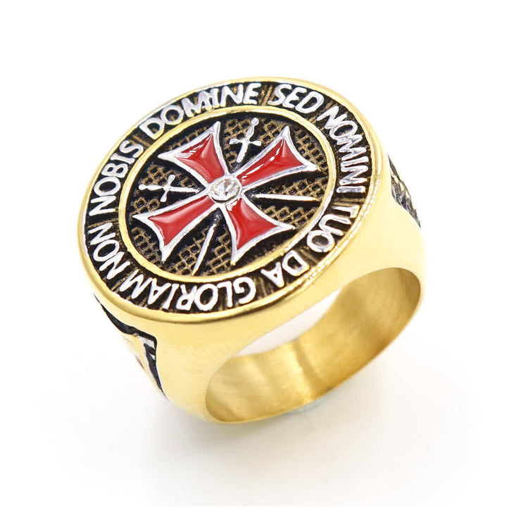 Christianartworkshop Knights Templar Inspired - Symbol of Faith Cross Ring（Silver&Golden） - Golden - UK Size Z+1（US 14） - image 4
