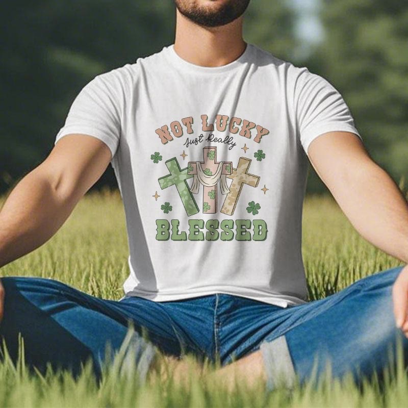 Christianartworkshop Not Lucky Just Blessed Faith-Inspired T-Shirt - image 5