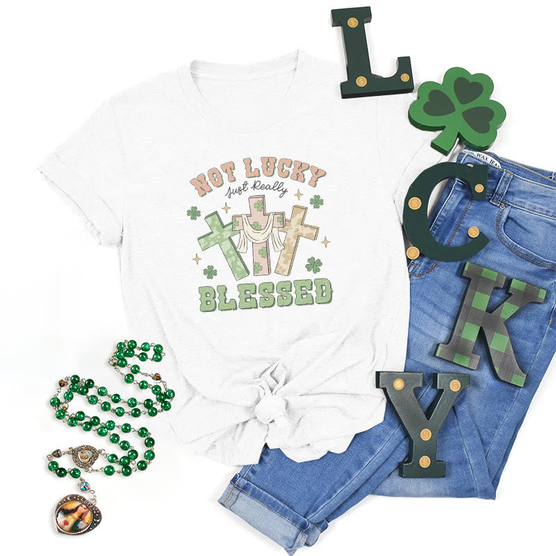 Christianartworkshop Not Lucky Just Blessed Faith-Inspired T-Shirt - White - 2XL - image 3