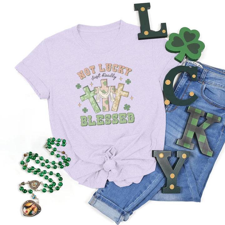 Christianartworkshop Not Lucky Just Blessed Faith-Inspired T-Shirt - Purple - 2XL - image 25