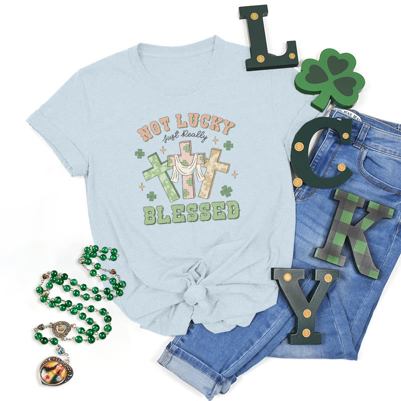 Christianartworkshop Not Lucky Just Blessed Faith-Inspired T-Shirt - Blue - 2XL - image 20