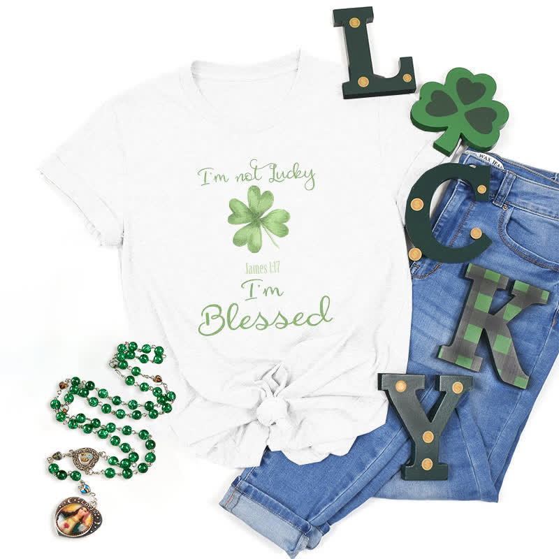 Christianartworkshop I'M Not Lucky I'm Blessed Faith-Inspired T-Shirt - White - 2XL - image 0