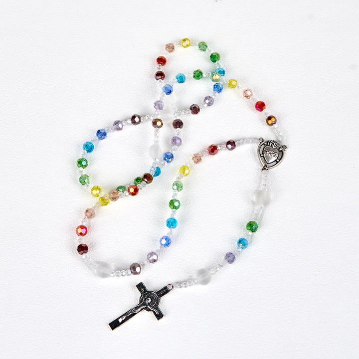 Christianartworkshop Sacred Heart of Jesus & Crucifix of 6 mm Round Multicolor Acrylic Nylon Cord Rosary