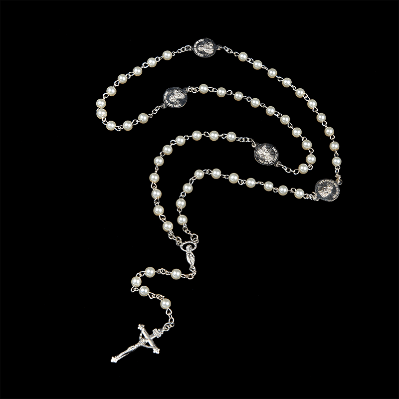 Crucifix & Our Lady of 8mm Pearl Prayer Beads Rosary (3 Colors)