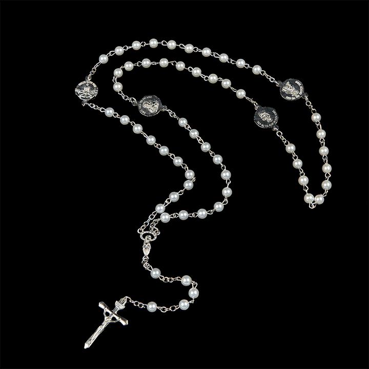 Crucifix & Our Lady of 8mm Pearl Prayer Beads Rosary (3 Colors)