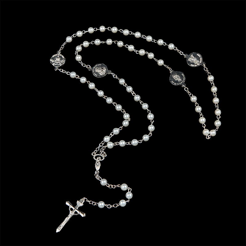 Crucifix & Our Lady of 8mm Pearl Prayer Beads Rosary (3 Colors) - image 15