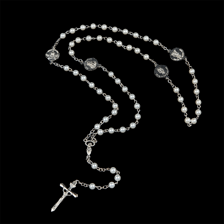 Crucifix & Our Lady of 8mm Pearl Prayer Beads Rosary (3 Colors) - image 15