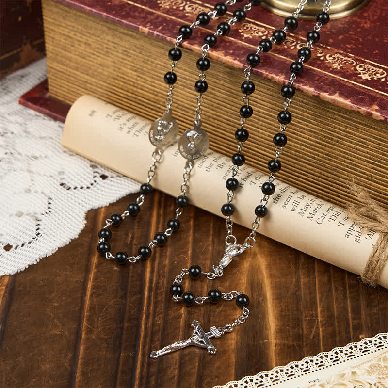Crucifix & Our Lady of 8mm Pearl Prayer Beads Rosary (3 Colors) - image 12
