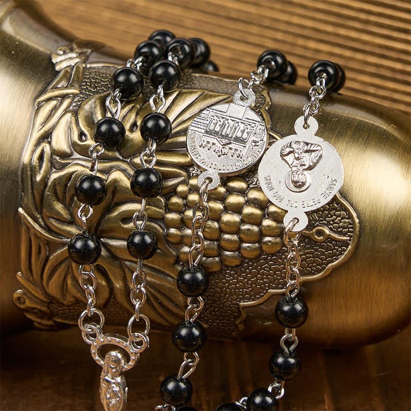 Crucifix & Our Lady of 8mm Pearl Prayer Beads Rosary (3 Colors) - image 8