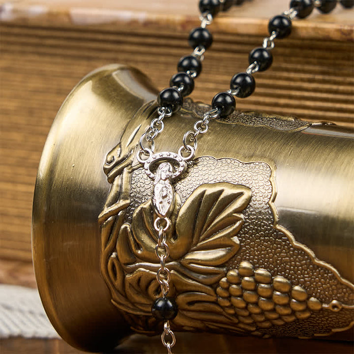 Crucifix & Our Lady of 8mm Pearl Prayer Beads Rosary (3 Colors) - image 13