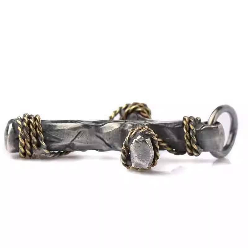 Christianartworkshop Exquisite 925 Sterling Silver and Brass Rope Forged Cross Necklace - image 6