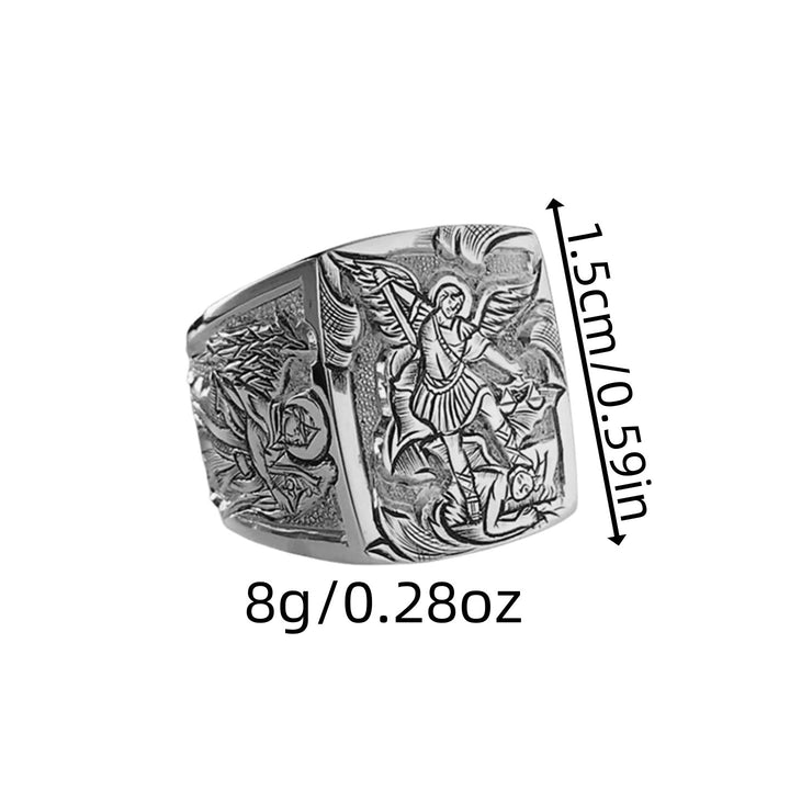 Christianartworkshop Golden&Silver Archangel St. Michael Ring - A Divine Symbol of Protection and Strength - image 5