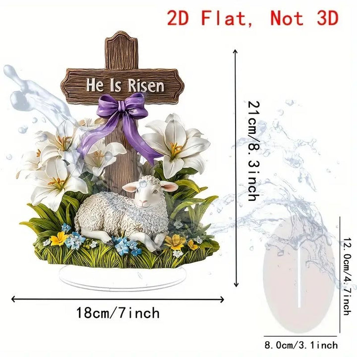 Christianartworkshop Easter Resurrection with He Is Risen Cross and Lamb Flat Ornament - image 3