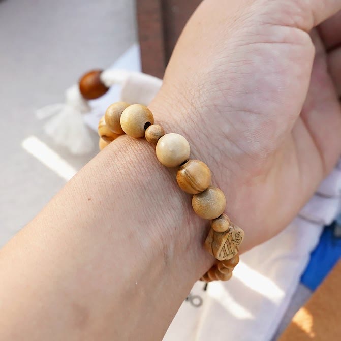 Christianartworkshop Olive Wood Bracelet Rose Rosary Portable Elastic Bracelet - image 10