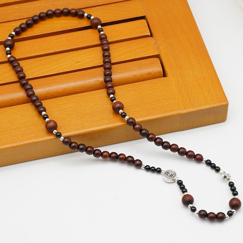 Christianartworkshop 6mm Rosewood Three-circle Elastic Bracelet Divine Rosary Beads - image 9