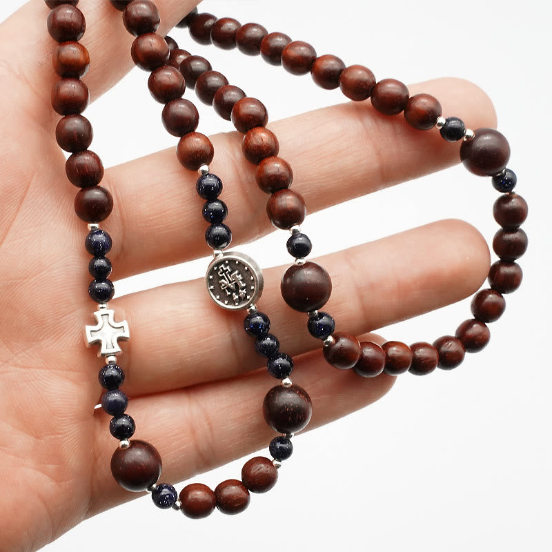 Christianartworkshop 6mm Rosewood Three-circle Elastic Bracelet Divine Rosary Beads - image 4