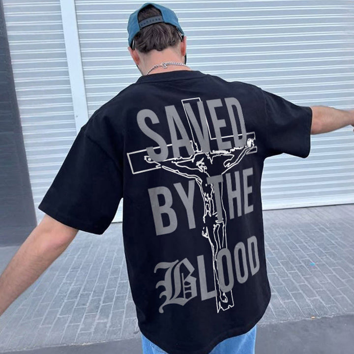 Christianartworkshop Saved By The Lord Cotton T-Shirt - image 11