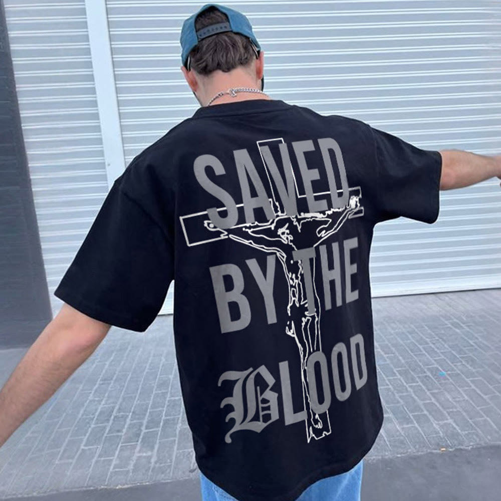 Christianartworkshop Saved By The Lord Cotton T-Shirt - image 11