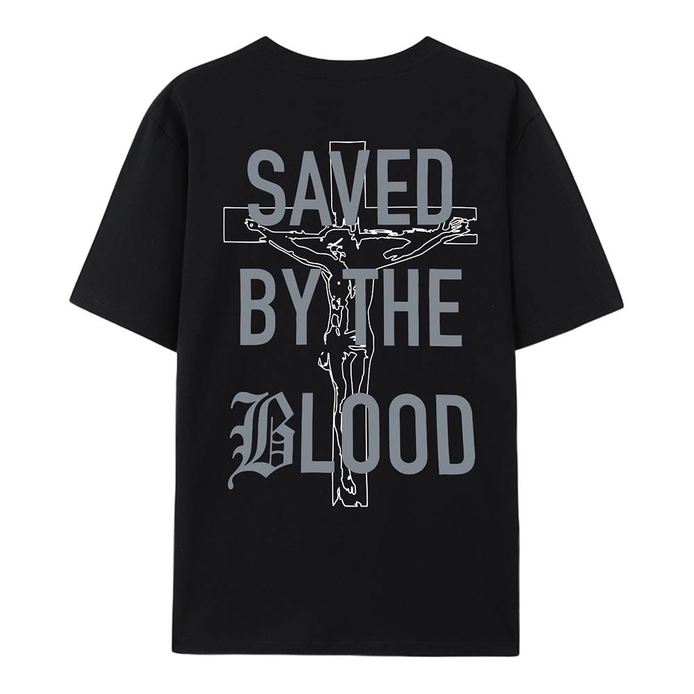 Christianartworkshop Saved By The Lord Cotton T-Shirt - image 9