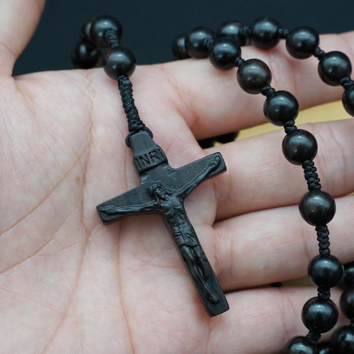 Christianartworkshop Wood Beads Crucifix Prayer Rosary - image 6