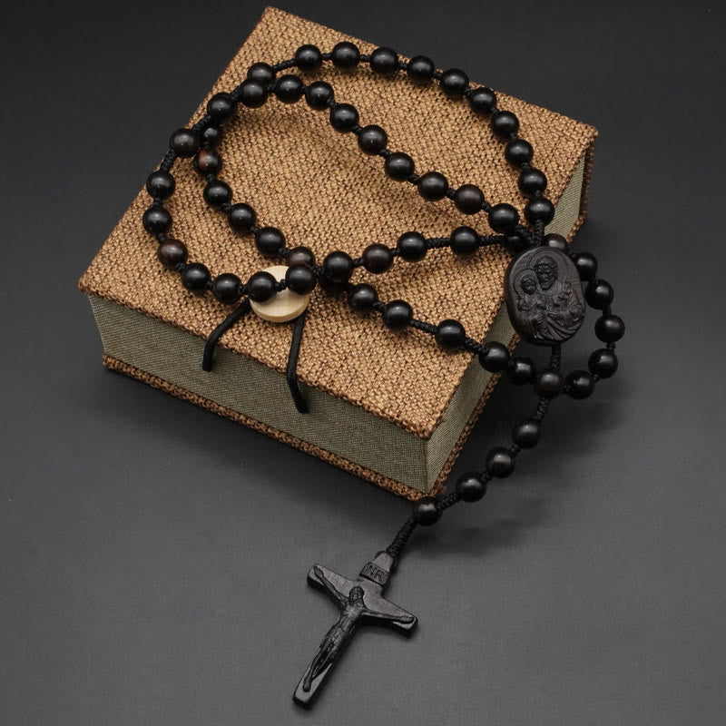 Christianartworkshop Wood Beads Crucifix Prayer Rosary - Ebony-8mm - image 4