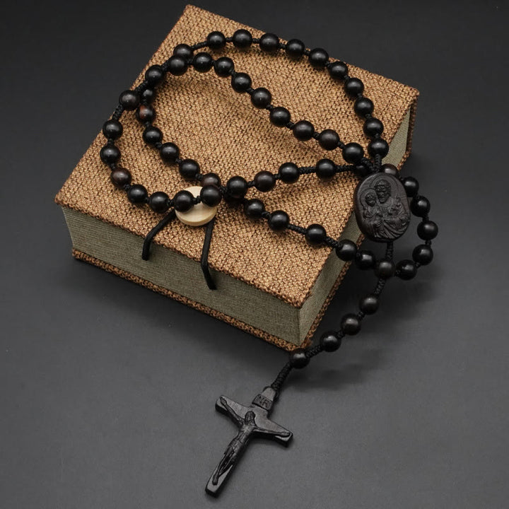 Christianartworkshop Wood Beads Crucifix Prayer Rosary - Ebony-8mm - image 4