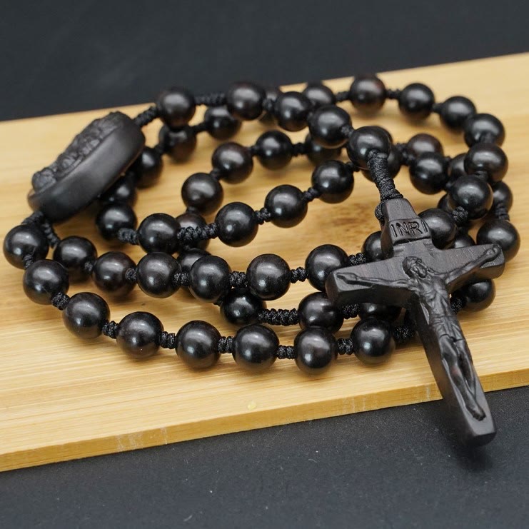 Christianartworkshop Wood Beads Crucifix Prayer Rosary - Ebony-10mm - image 3