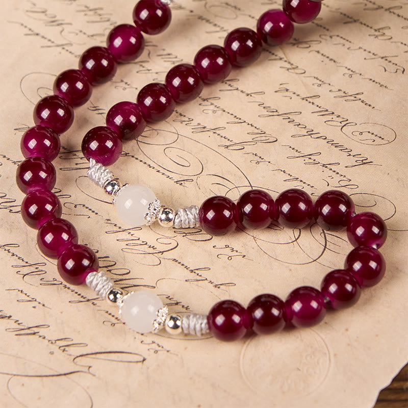 Divine Mercy & Crucifix of 8mm Handmade Garnet Chalcedony Rosary - Handmade Divine Beads - image 6