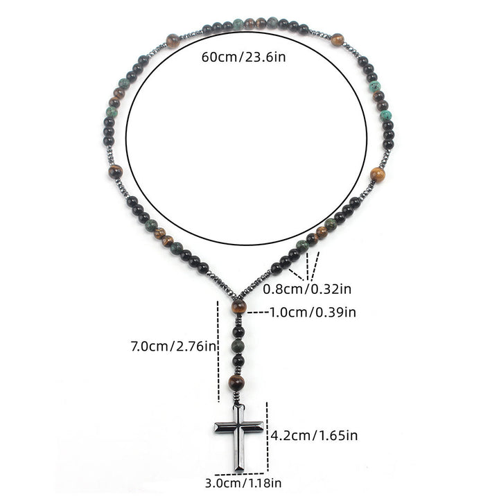 Christianartworkshop 8mm African Turquoise & Yellow Tiger Eye Stone Prayer Rosary - image 5