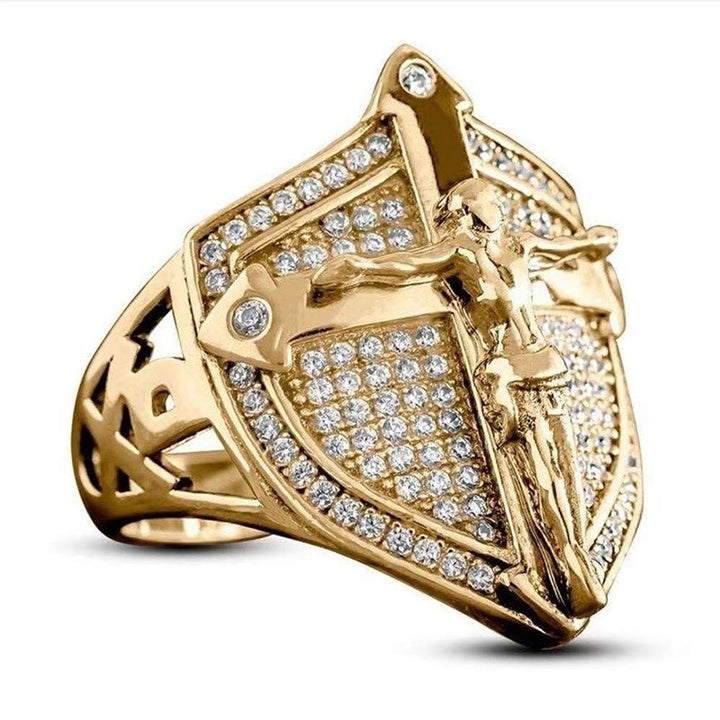Christianartworkshop Divine Shield Crucifix Luxurious Ring: A Bold Testament of Faith and Devotion - US 13 - image 0
