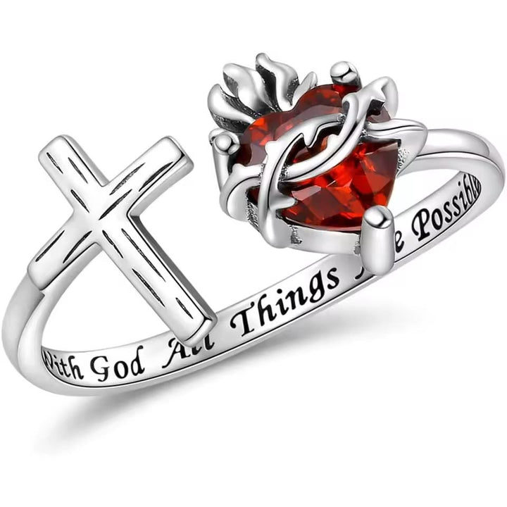 Christianartworkshop Sacred Heart of Jesus Ring: With God All Things Are Possible - image 0