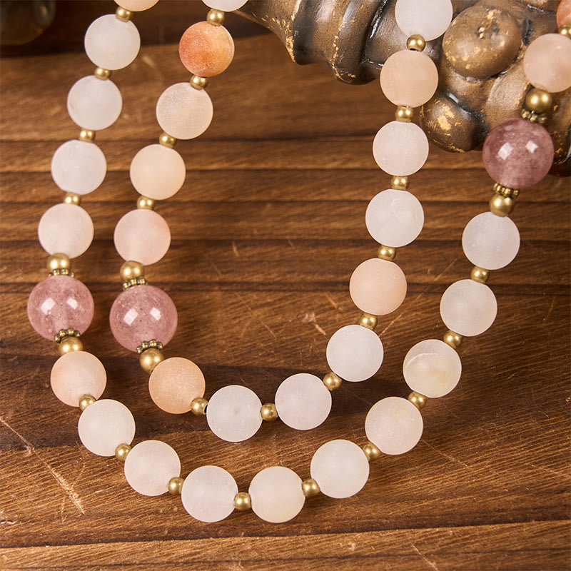 Christianartworkshop Our Lady & Crucifix of 8mm Handmade Pink Aventurine & Strawberry Quartz Rosary