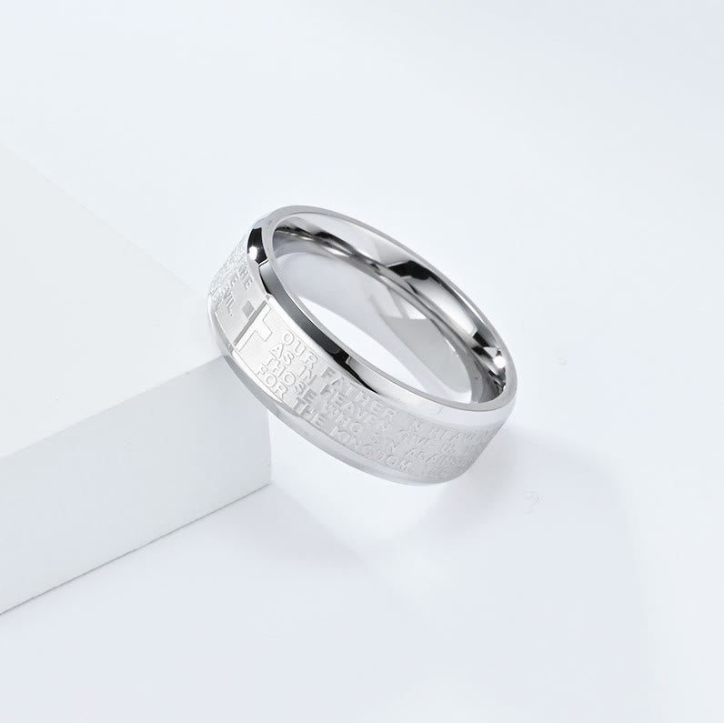 Christianartworkshop Lord's Prayer Cross Stainless Steel Rotating Bible Verse Band Ring - image 6