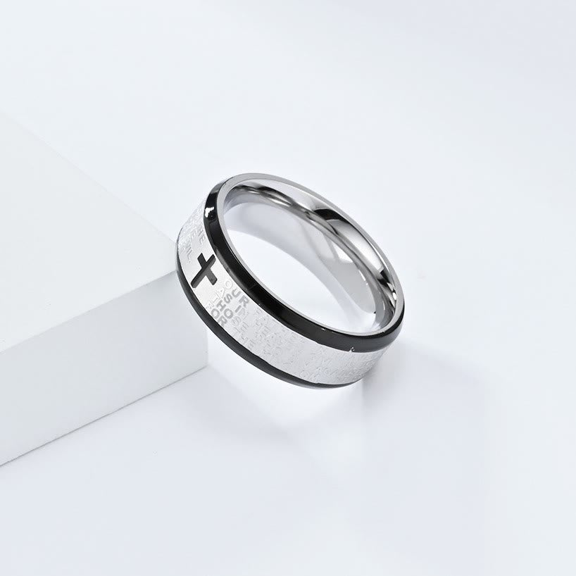 Christianartworkshop Lord's Prayer Cross Stainless Steel Rotating Bible Verse Band Ring - image 8